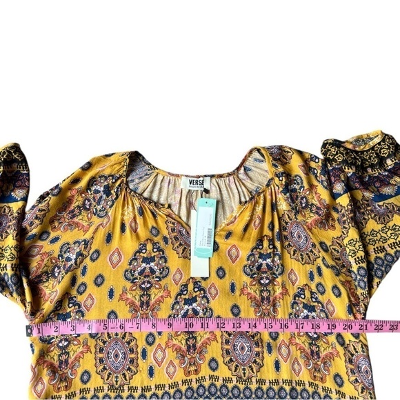 NWT Verse Mati Billow Sleeve Peasant Golden Yellow Blouse, Size Medium - Picture 8 of 9